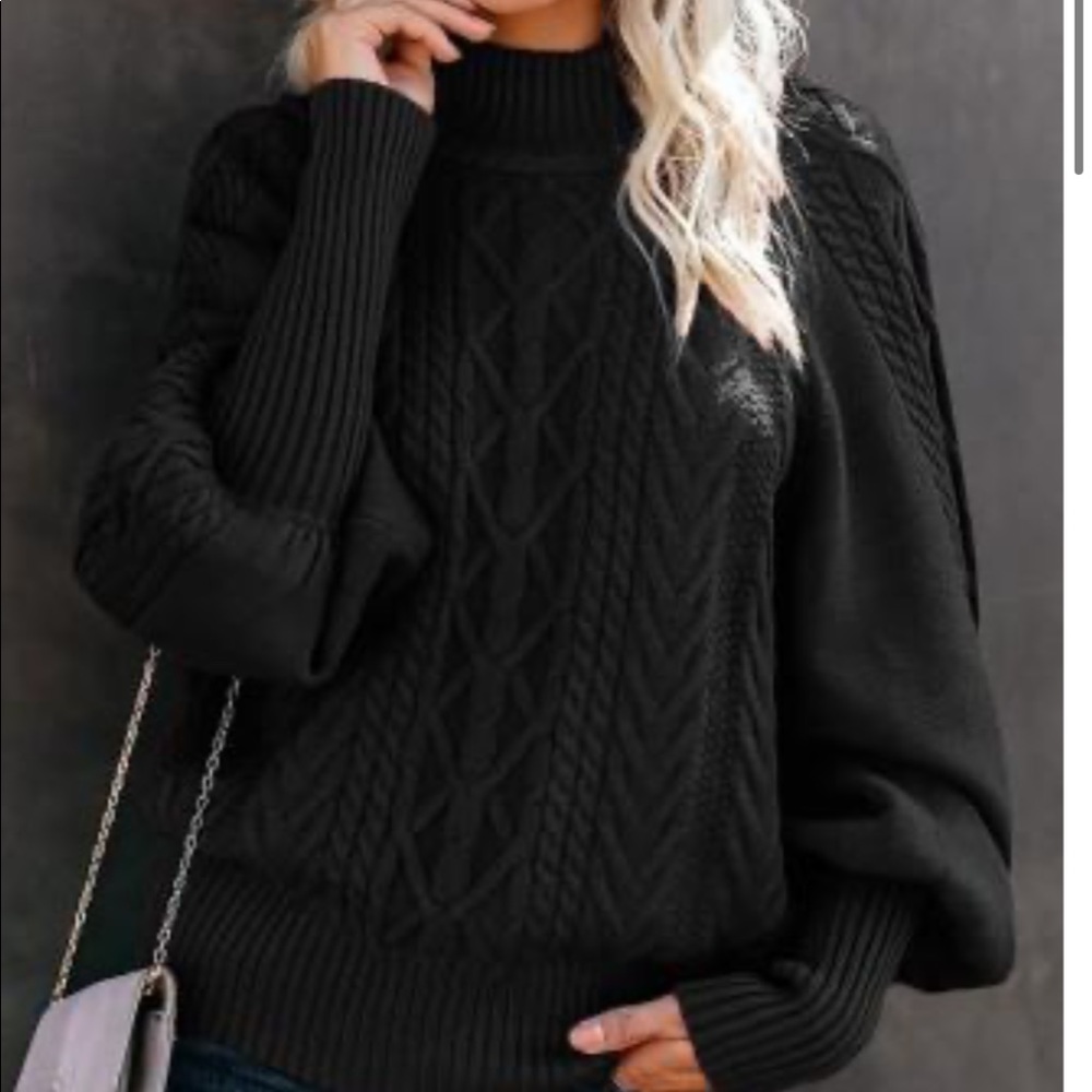 DENVER Black Cable Knit Loose Fit Sweater - Picture 9 of 9